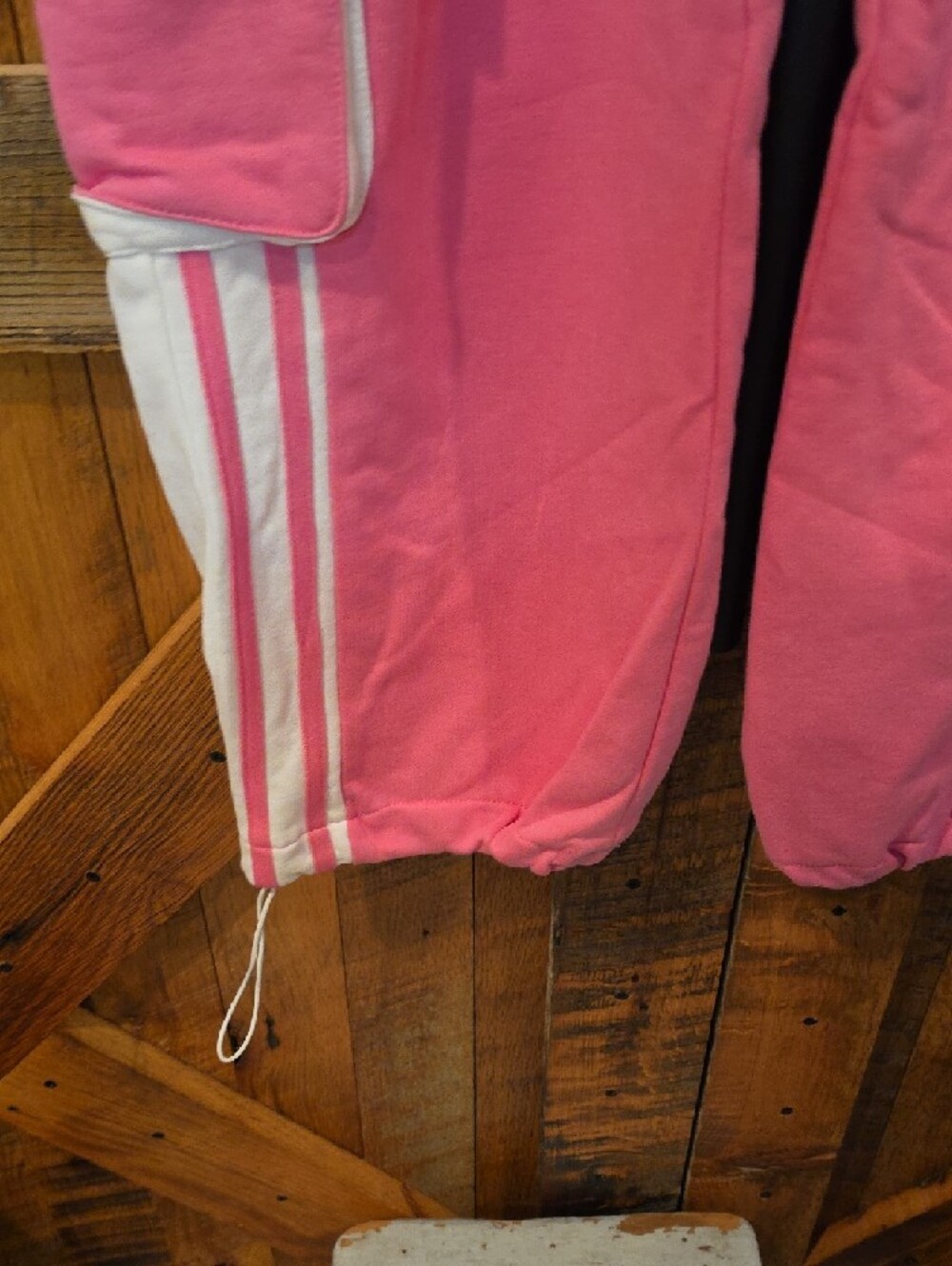 042p Colorblock Pink and Light Blue Cargo Joggers with Drawstring Waist - Picture 8 of 12